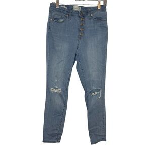Universal Thread Jeans High Rise Skinny distressed holes button fly size 10